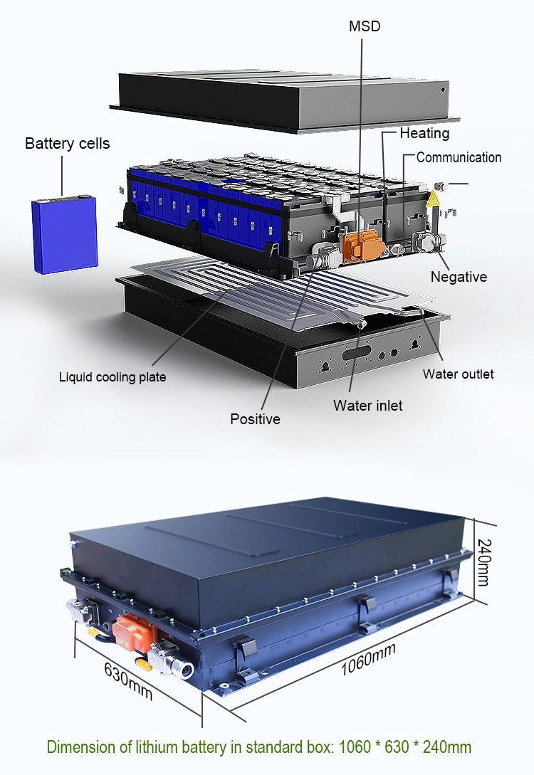 Nueva batería del remolque LiFePO4 de la batería de coche eléctrico 360V 400V 500V EV, batería de litio estándar de 600V 50kwh 100kwh EV